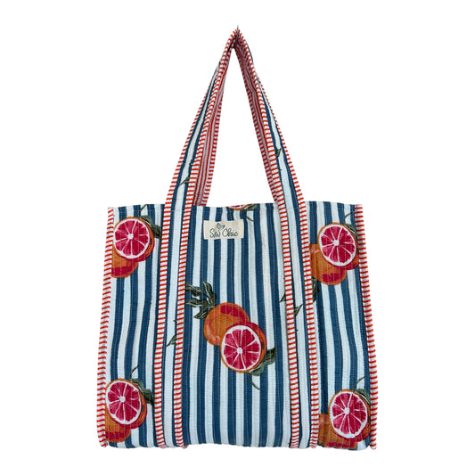 Indian Block Print Tote Bag – The Rhossili – Handmade Cotton Boho Bag