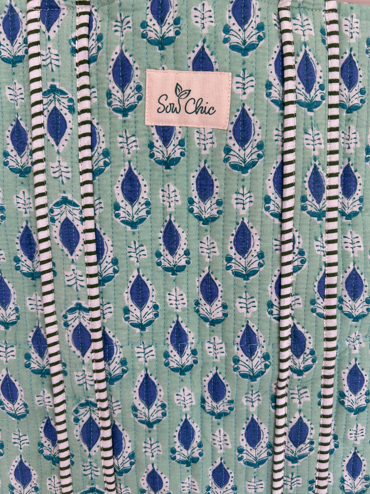 Indian Block Print Tote Bag – The Carbis Bay Range – Handmade Cotton Boho Bag