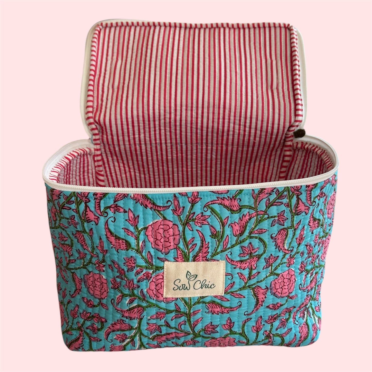 Handmade Indian Block Print Cotton  Vanity Bag – Travel Toiletry Pouch - The Lavant Range