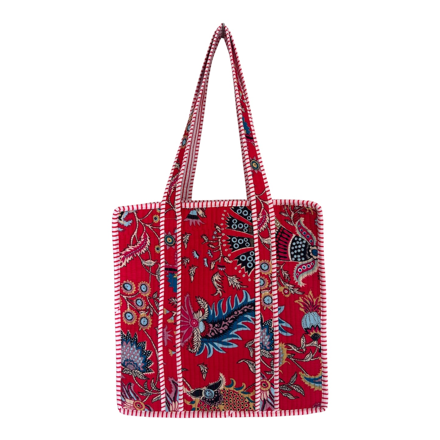 Indian Block Print Tote Bag - Medium - Zip – The Hinton– Handmade Cotton Boho Bag