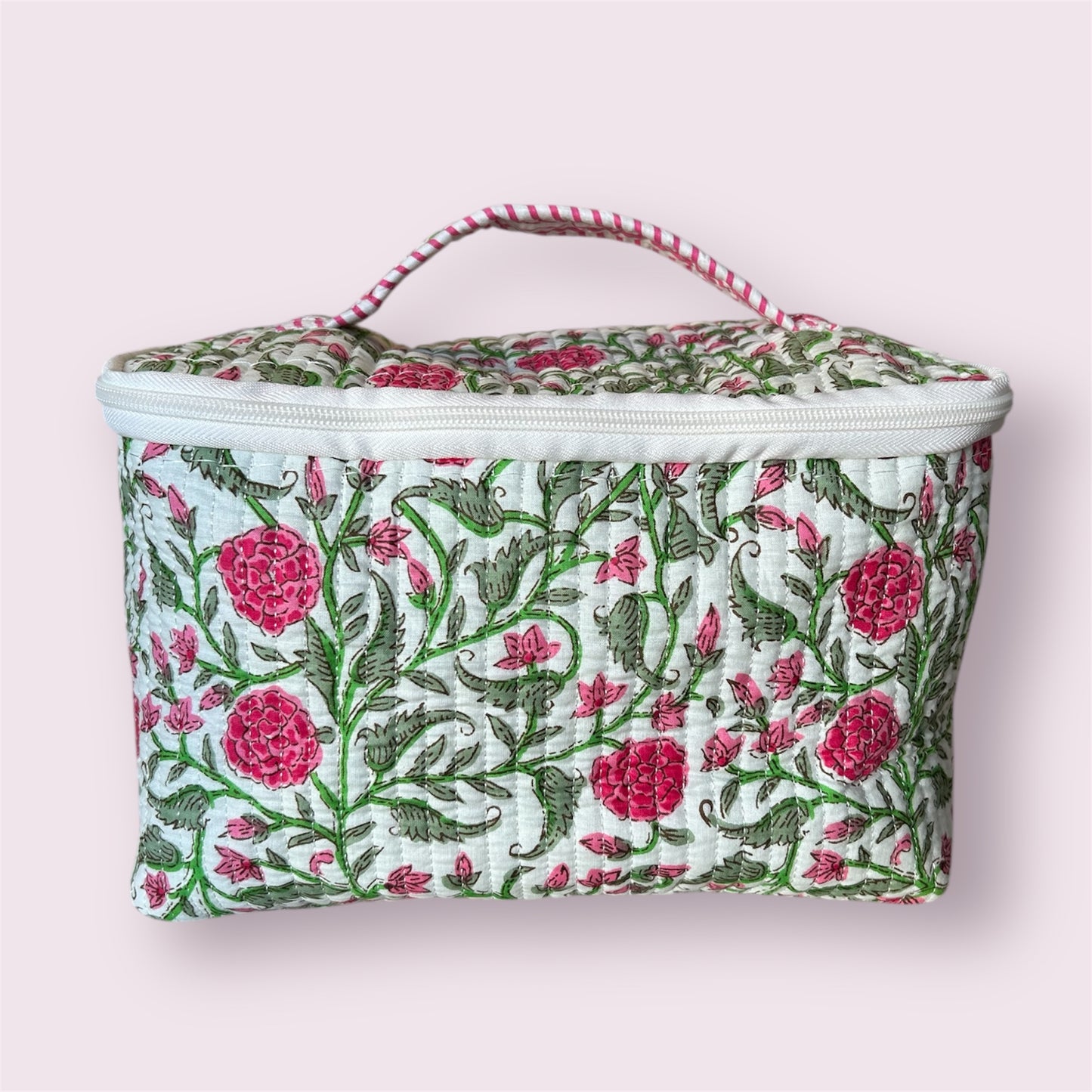 Handmade Indian Block Print Cotton  Vanity Bag – Travel Toiletry Pouch - The Exmouth Range