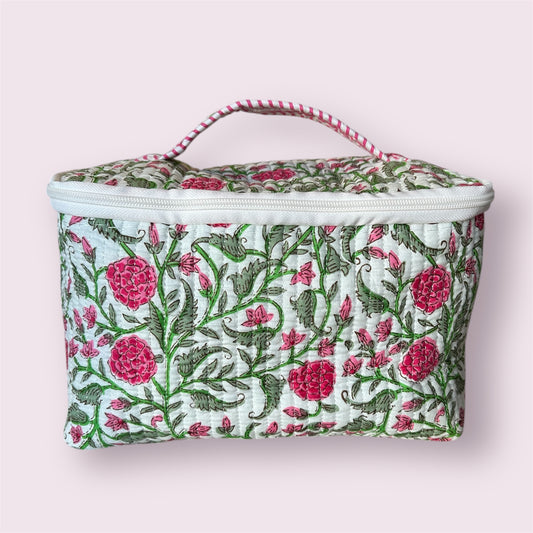 Handmade Indian Block Print Cotton  Vanity Bag – Travel Toiletry Pouch - The Exmouth Range