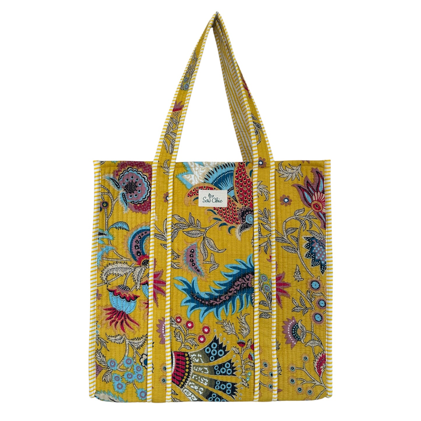 Indian Block Print Tote Bag – The Bishops Waltham – Handmade Cotton Boho Bag