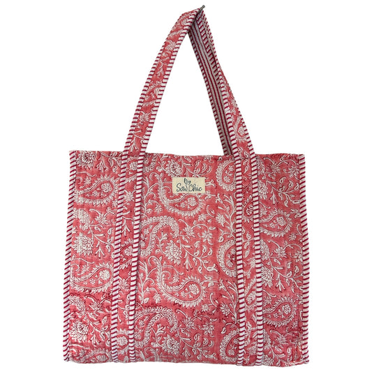 Indian Block Print Tote Bag – The Fowey – Handmade Cotton Boho Bag