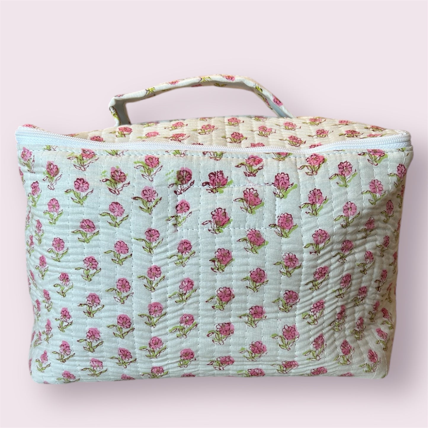 Handmade Indian Block Print Cotton Vanity Bag – Travel Toiletry Pouch - The Haslemere Range