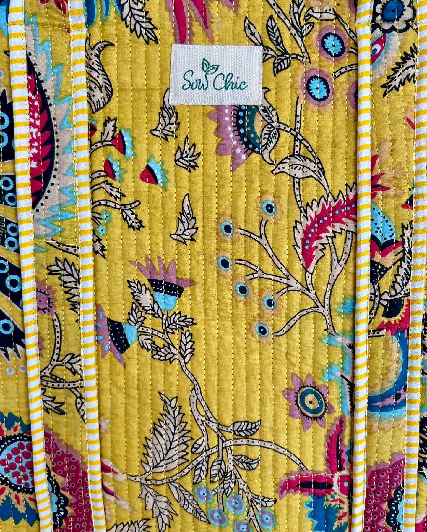 Indian Block Print Tote Bag - Zip – The Bishops Waltham – Handmade Cotton Boho Bag
