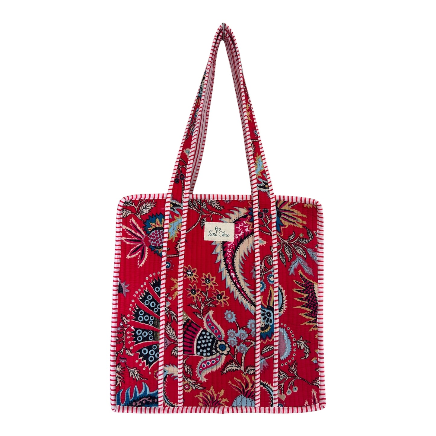 Indian Block Print Tote Bag - Medium - Zip – The Hinton– Handmade Cotton Boho Bag