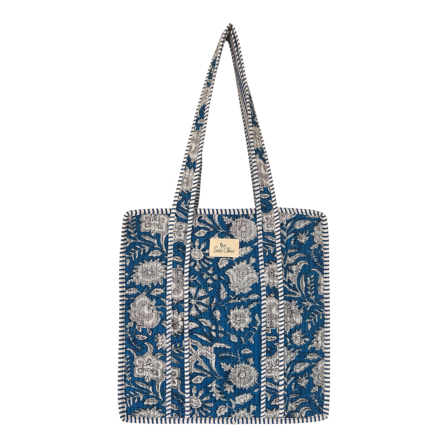 Indian Block Print Tote Bag - Medium - Zip – The Sidmouth – Handmade Cotton Boho Bag