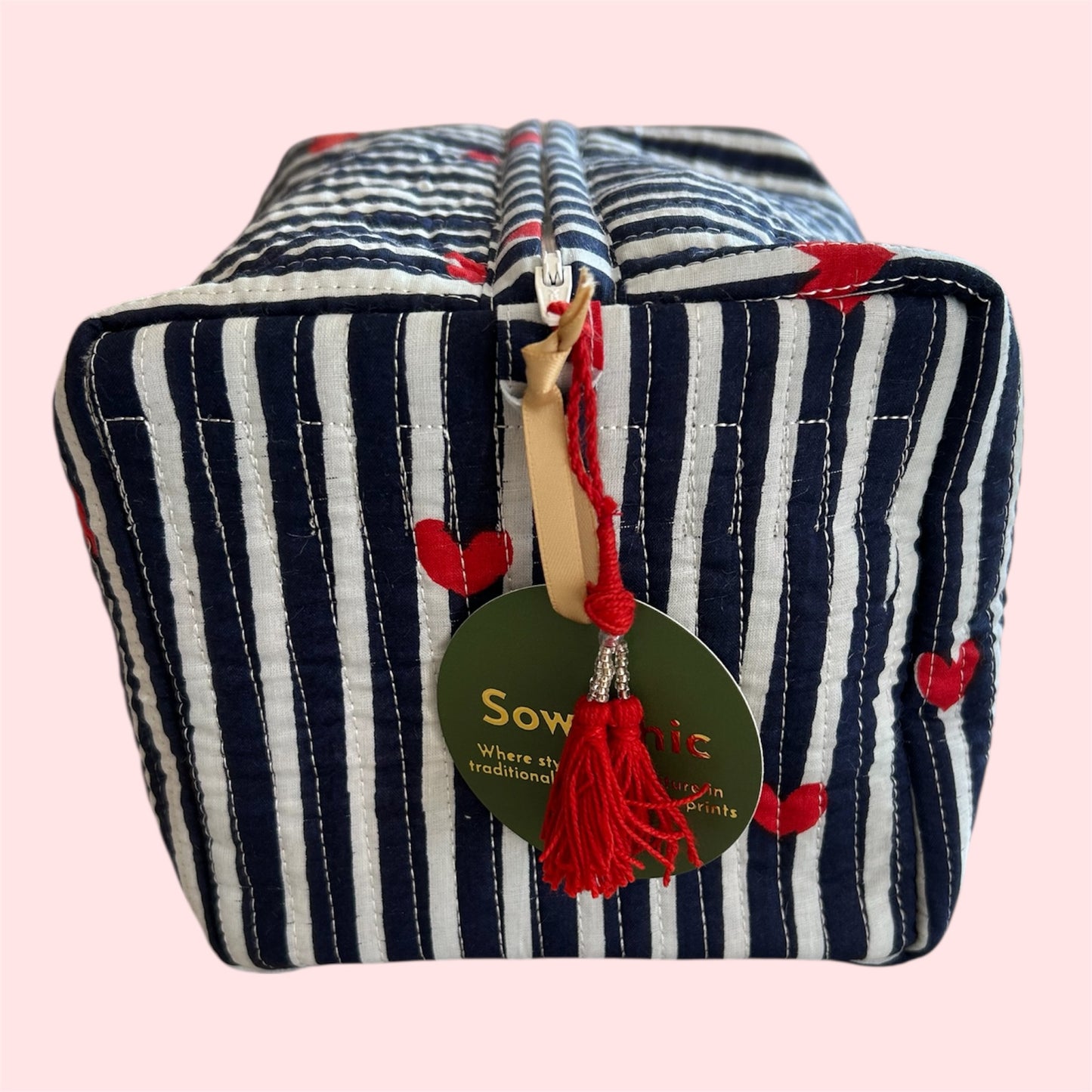 Handmade Indian Block Print Cotton Wash Bag – Travel Toiletry Pouch - The Shanklin Range