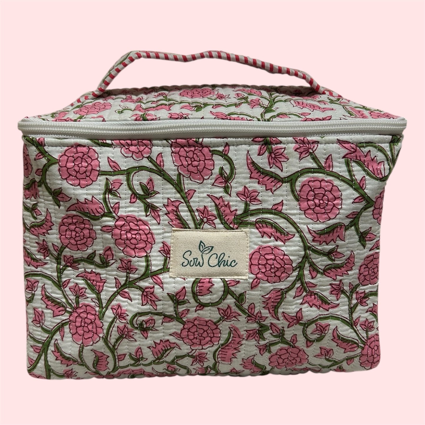 Handmade Indian Block Print Cotton  Vanity Bag – Travel Toiletry Pouch - The Brockenhurst Range