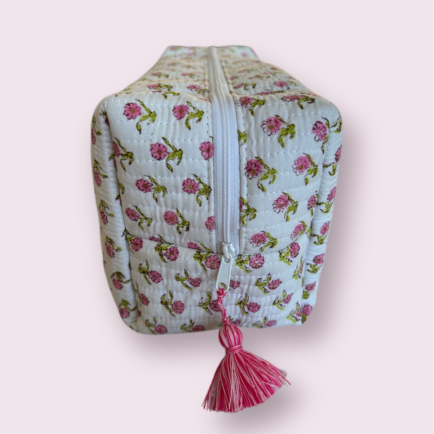 Handmade Indian Block Print Cotton Hair Tool Bag – Travel Toiletry Pouch - The Haslemere Range