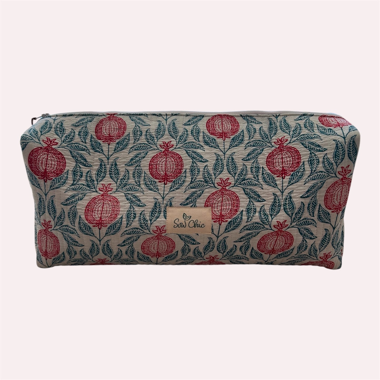 Handmade Indian Block Print Cotton  Hair Tool Bag – Travel Toiletry Pouch - The Birdham