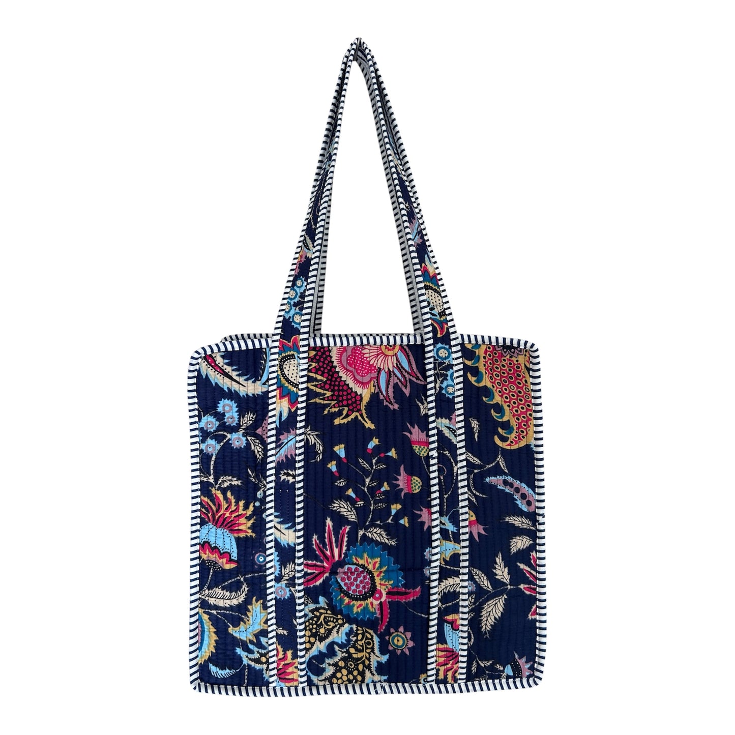 Indian Block Print Tote Bag - Medium - Zip – The Cambridge – Handmade Cotton Boho Bag