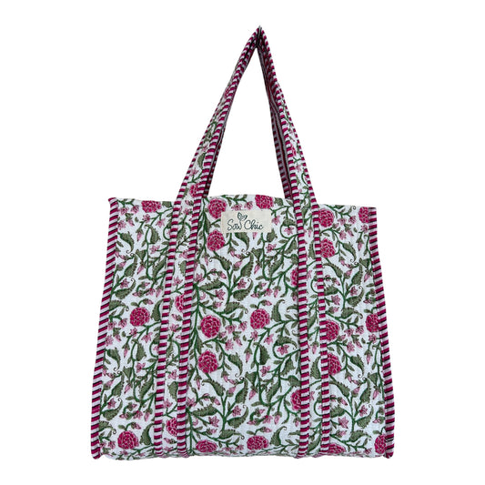 Indian Block Print Tote Bag – The Exmouth Range – Handmade Cotton Boho Bag