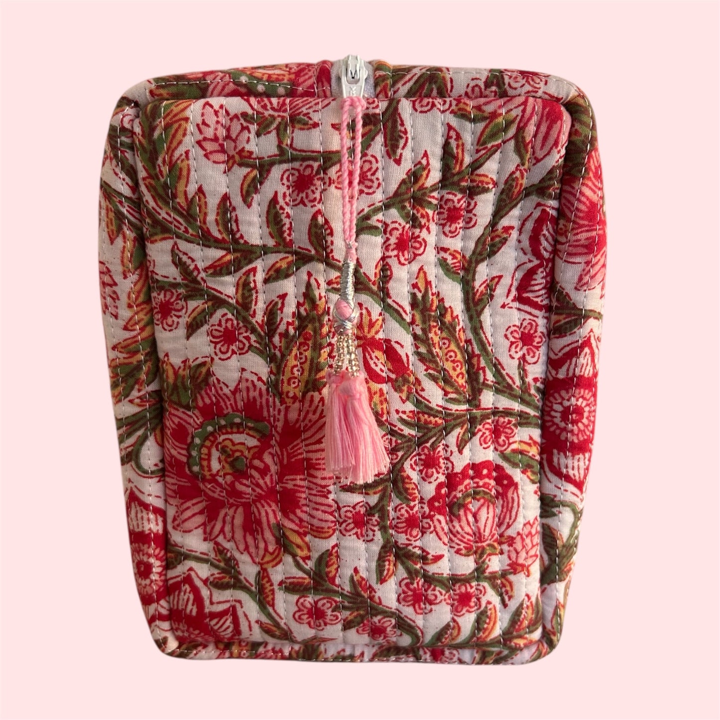 Handmade Indian Block Print Cotton  Hair Tool Bag – Travel Toiletry Pouch - The Rusper Range