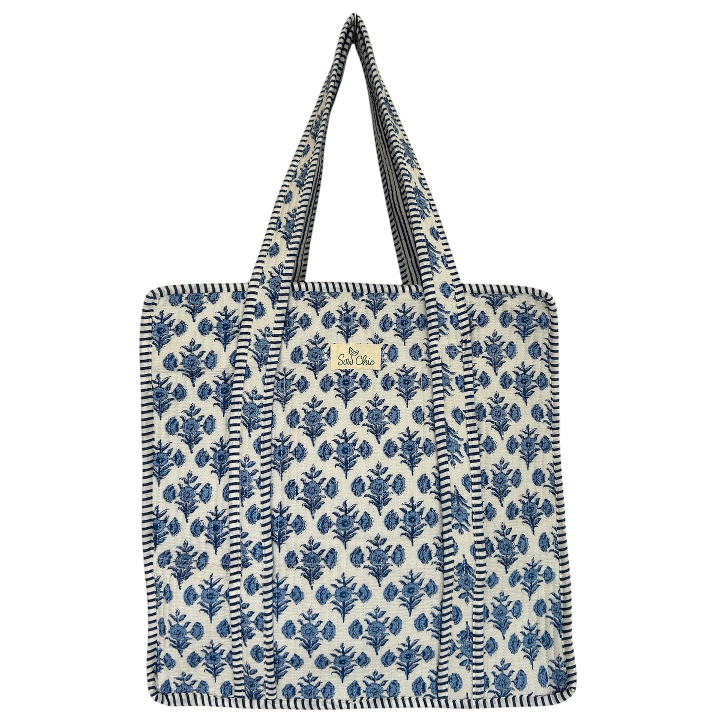 Indian Block Print Tote Bag - Zip – The Ely – Handmade Cotton Boho Bag