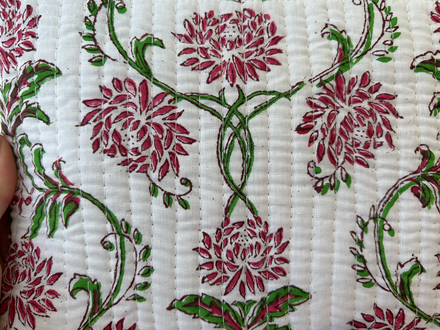 Set of 3 quilted pouches featuring traditional Indian block prints in assorted patterns and colours, handmade from cotton with zip closures — perfect for travel, cosmetics, or everyday essentials.