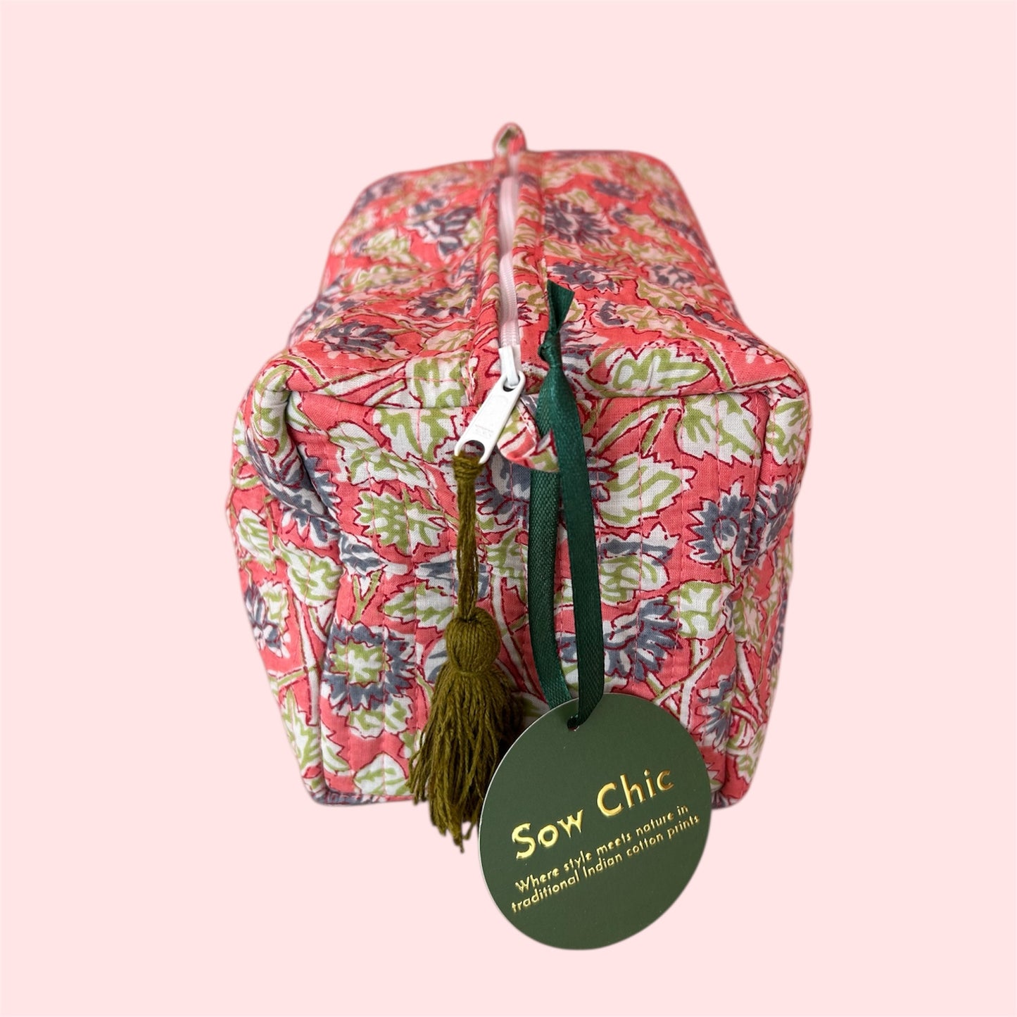 Handmade Indian Block Print Cotton Wash Bag – Travel Toiletry Pouch - The Padstow Range