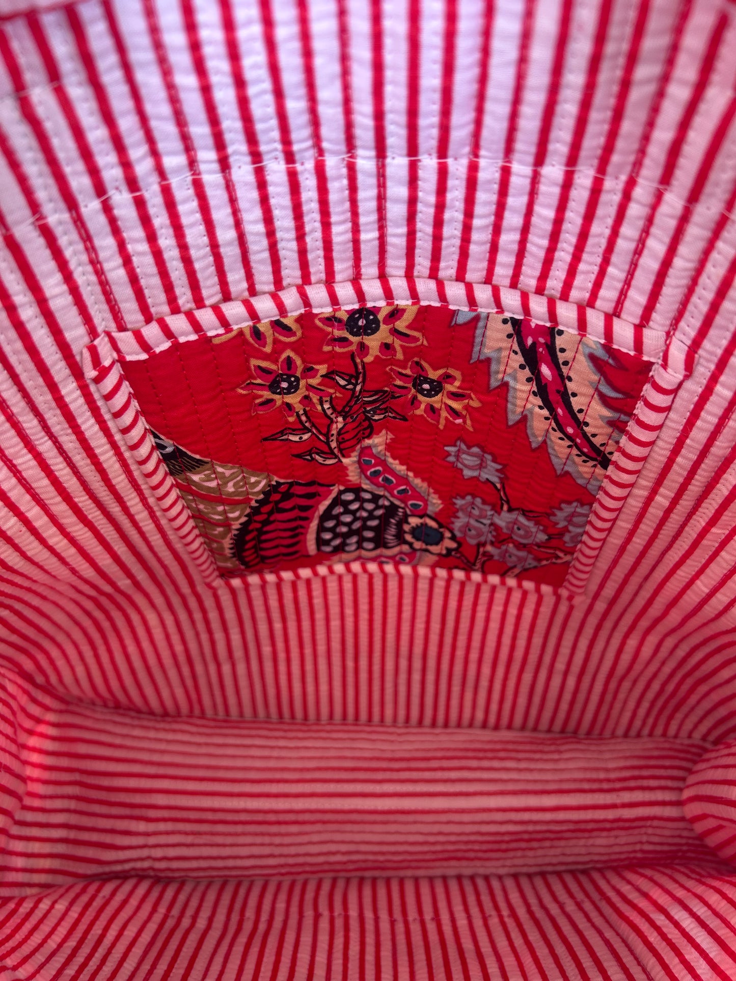 Indian Block Print Tote Bag - Medium - Zip – The Hinton– Handmade Cotton Boho Bag