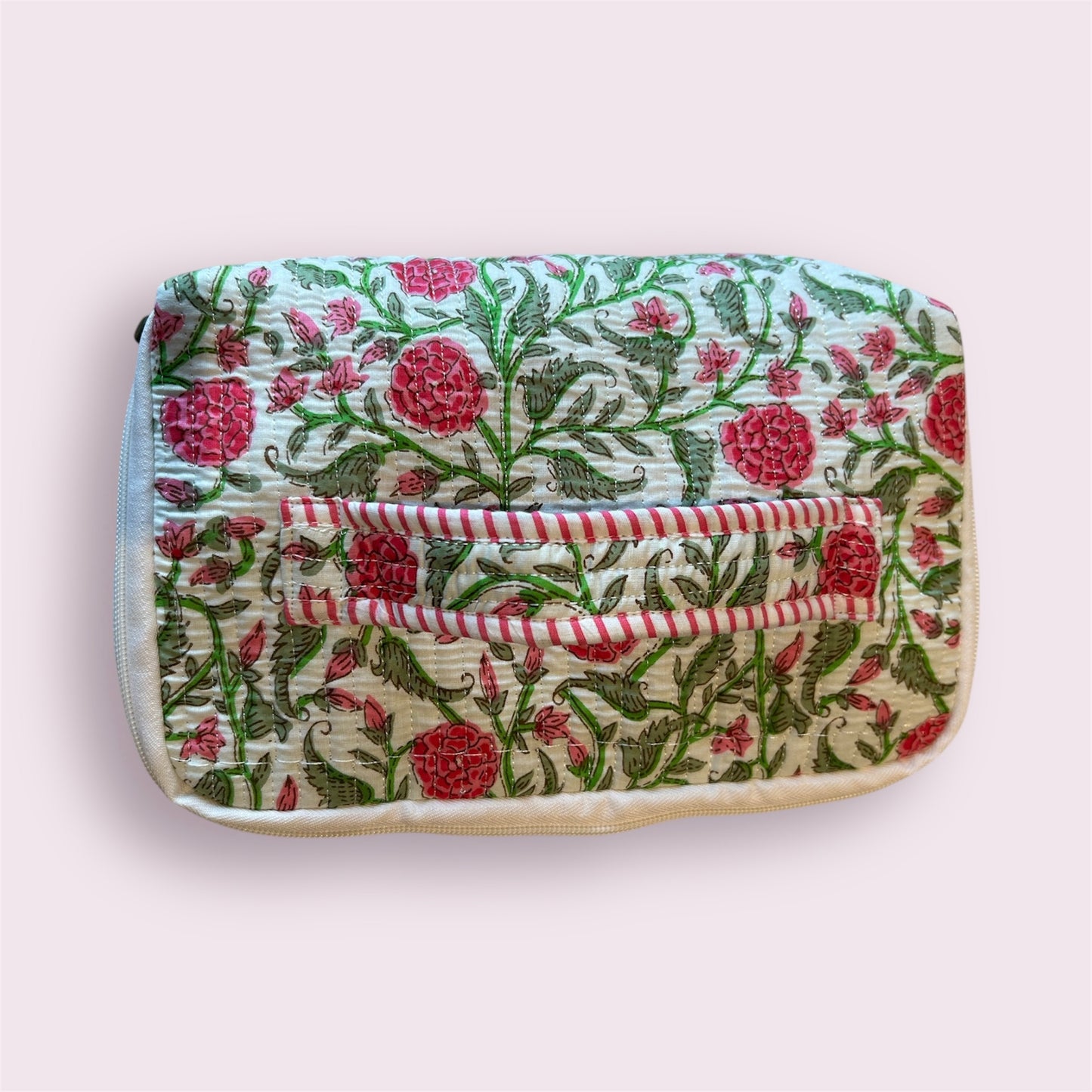 Handmade Indian Block Print Cotton  Vanity Bag – Travel Toiletry Pouch - The Exmouth Range