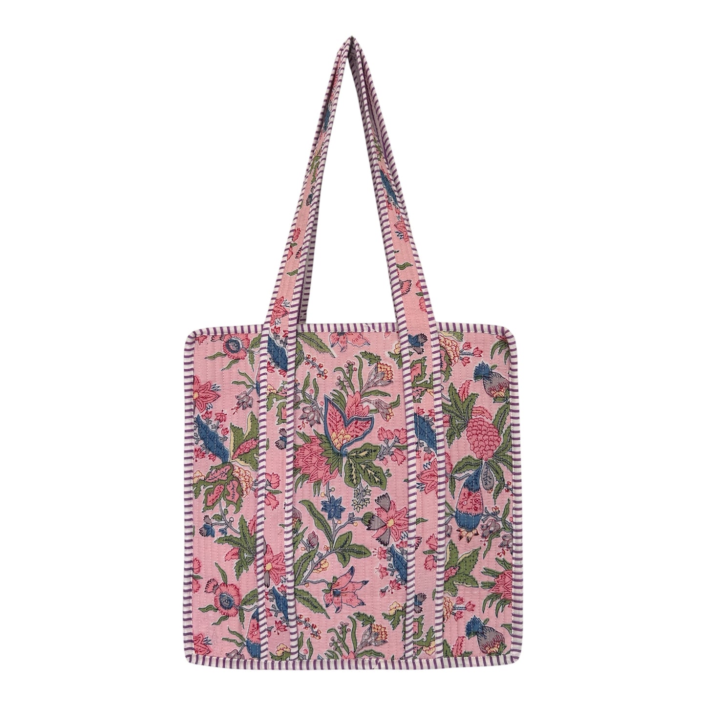 Indian Block Print Tote Bag - Medium - Zip – The Seaton – Handmade Cotton Boho Bag
