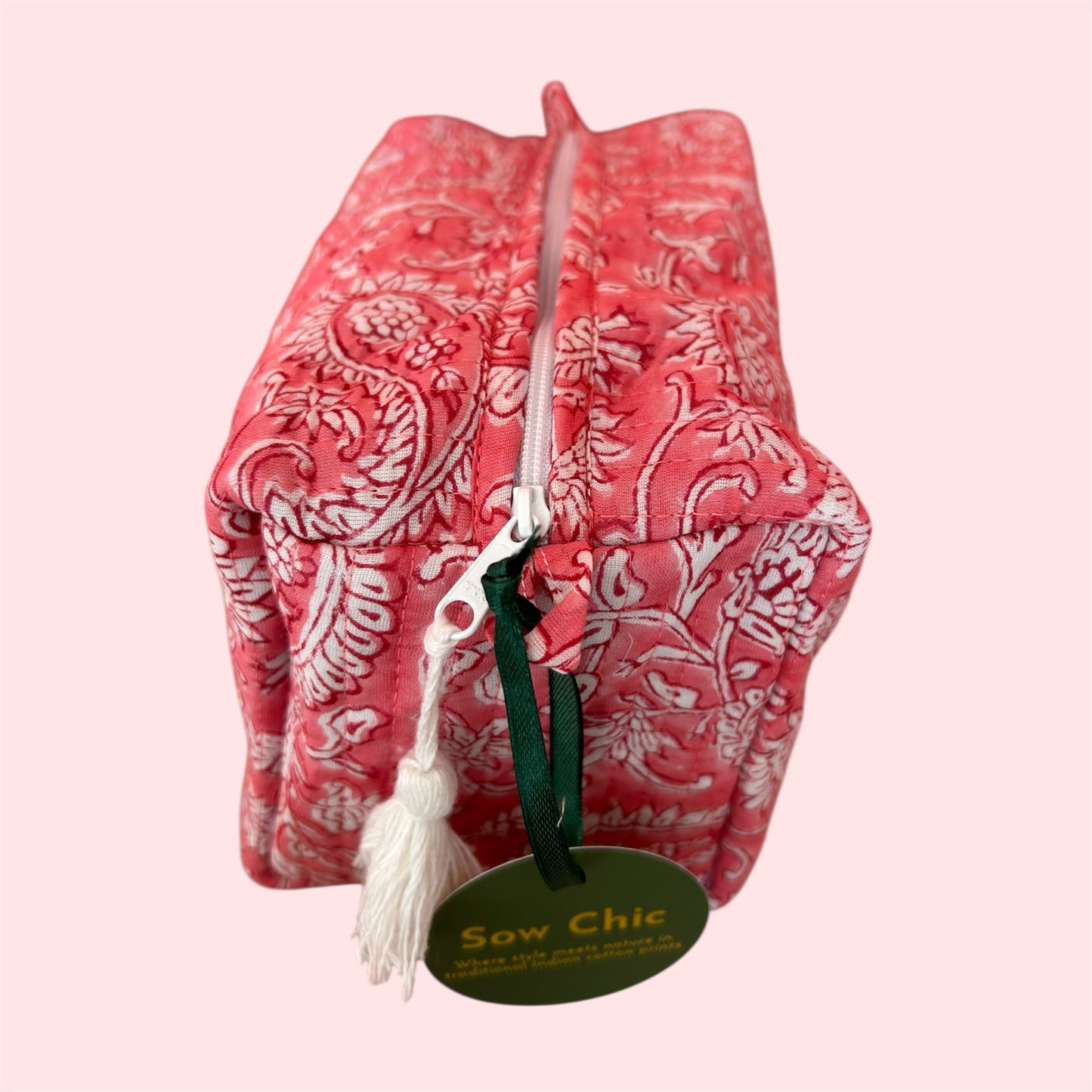 Handmade Indian Block Print Cotton Wash Bag – Travel Toiletry Pouch - The Fowey Range