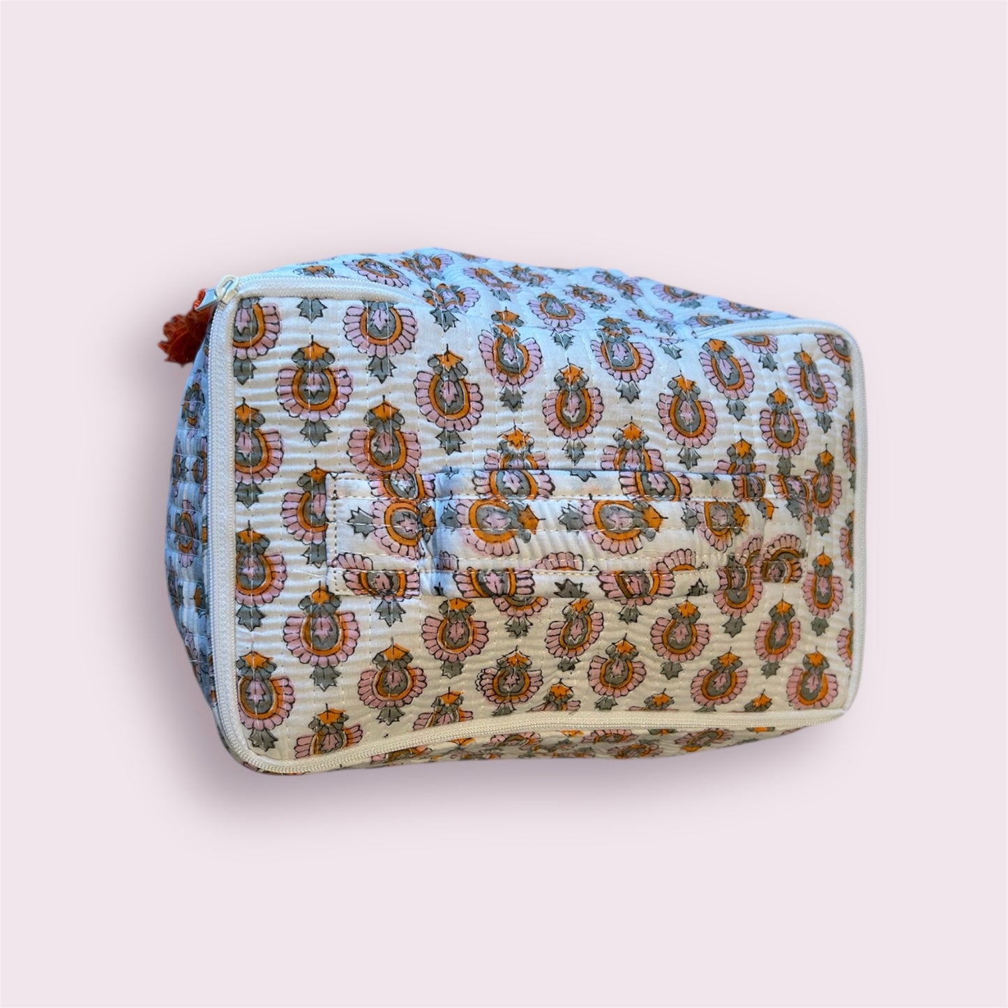 Handmade Indian Block Print Cotton  Vanity Bag – Travel Toiletry Pouch - The Weybridge Range