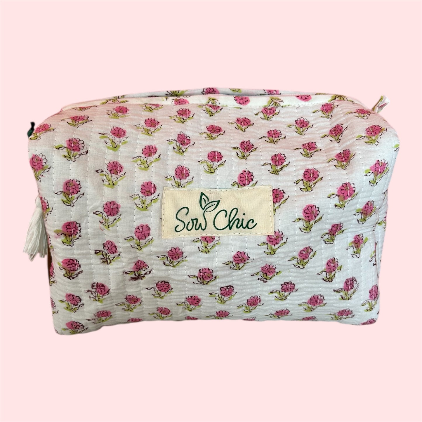 Handmade Indian Block Print Cotton Wash Bag – Travel Toiletry Pouch - The Haslemere Range