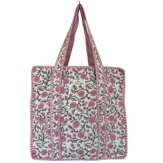 Indian Block Print Tote Bag - Zip – The Watergate Bay – Handmade Cotton Boho Bag