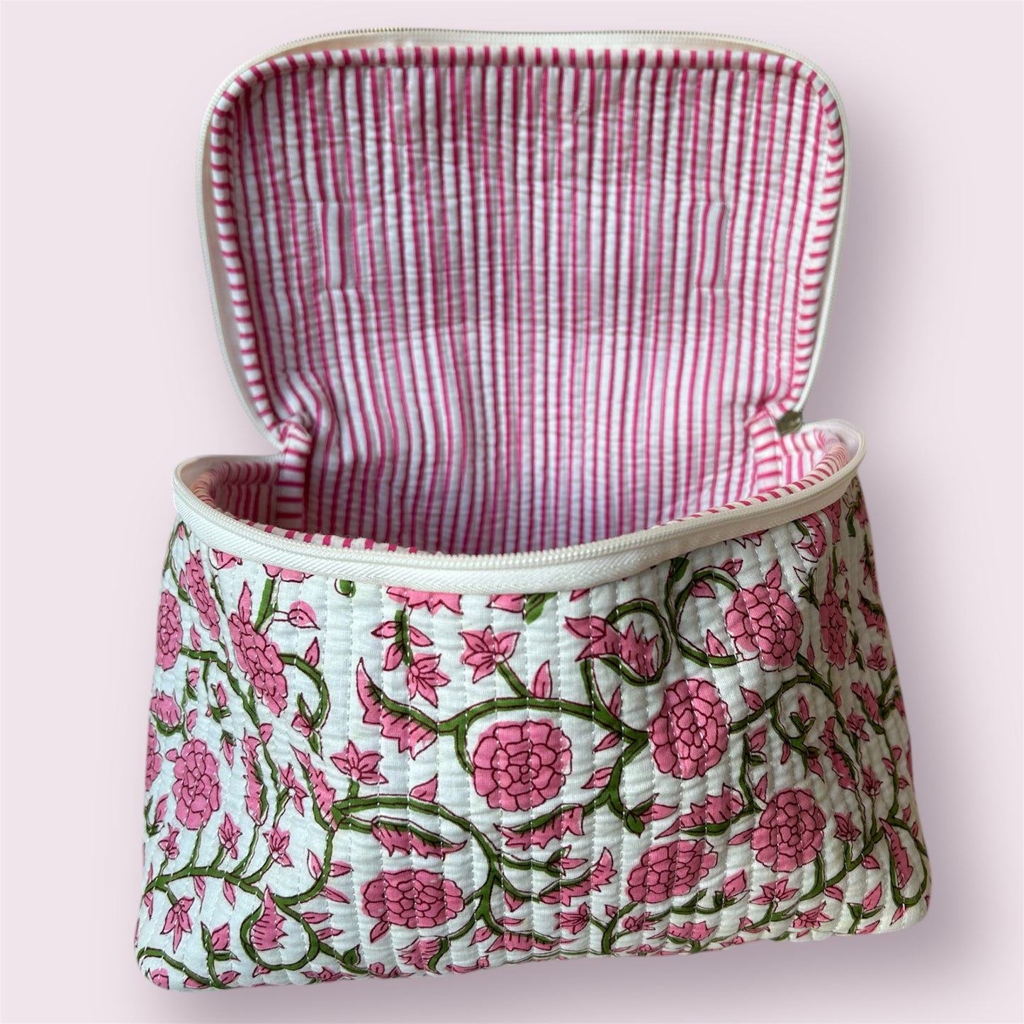 Handmade Indian Block Print Cotton  Vanity Bag – Travel Toiletry Pouch - The Brockenhurst Range