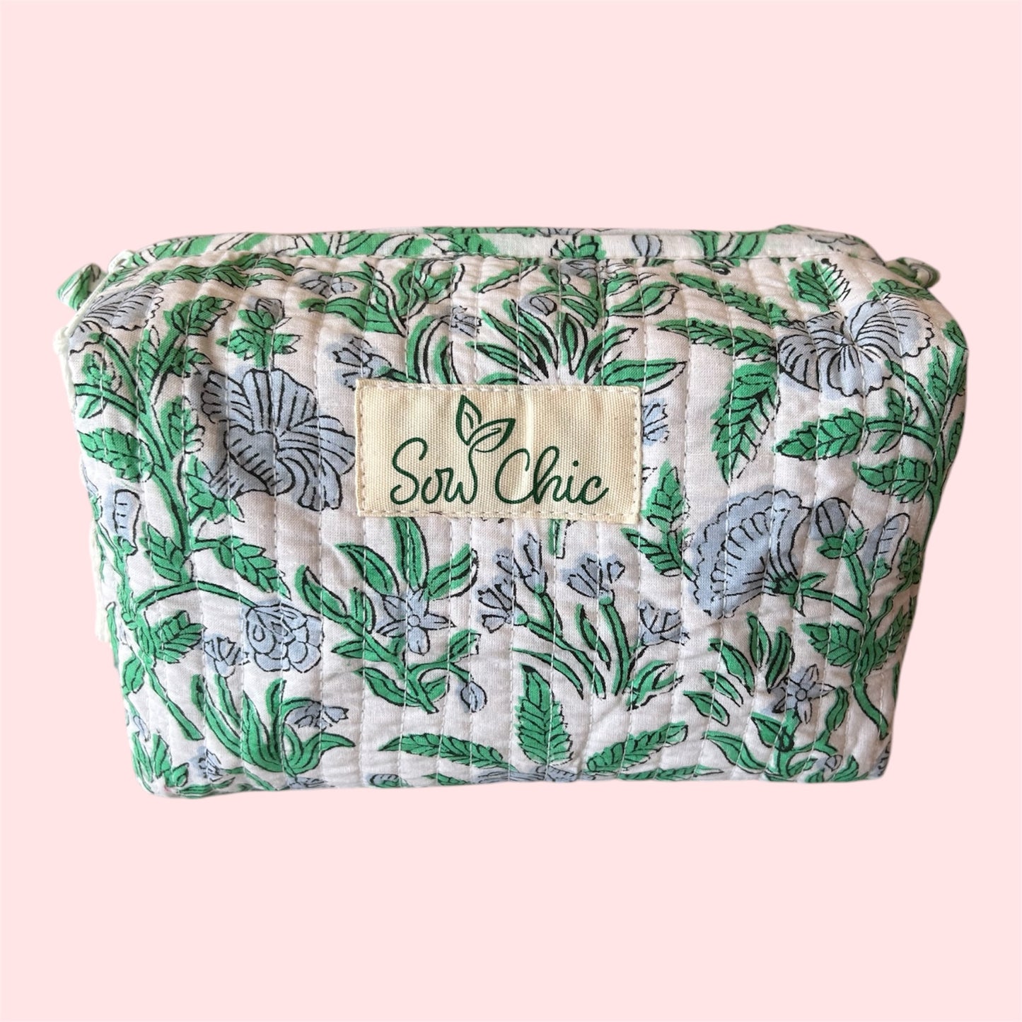 Handmade Indian Block Print Cotton Wash Bag – Travel Toiletry Pouch - The Woolacombe Beach