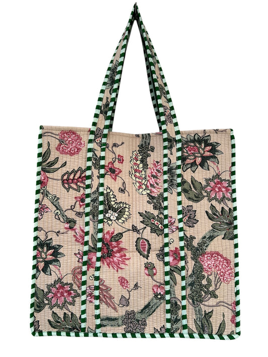 Indian Block Print Tote Bag – The Liss Range – Handmade Cotton Boho Bag
