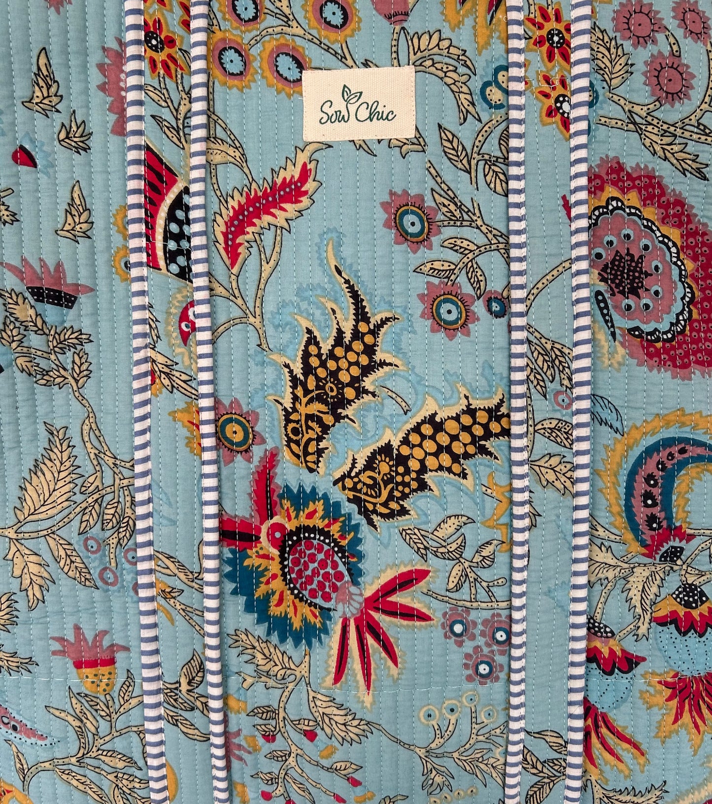 Indian Block Print Tote Bag – The Gower – Handmade Cotton Boho Bag