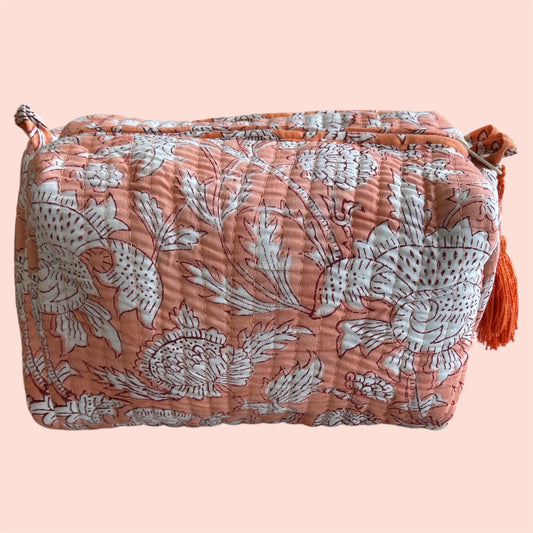 The Fittleworth - Cotton Quilted Block Print Wash bag