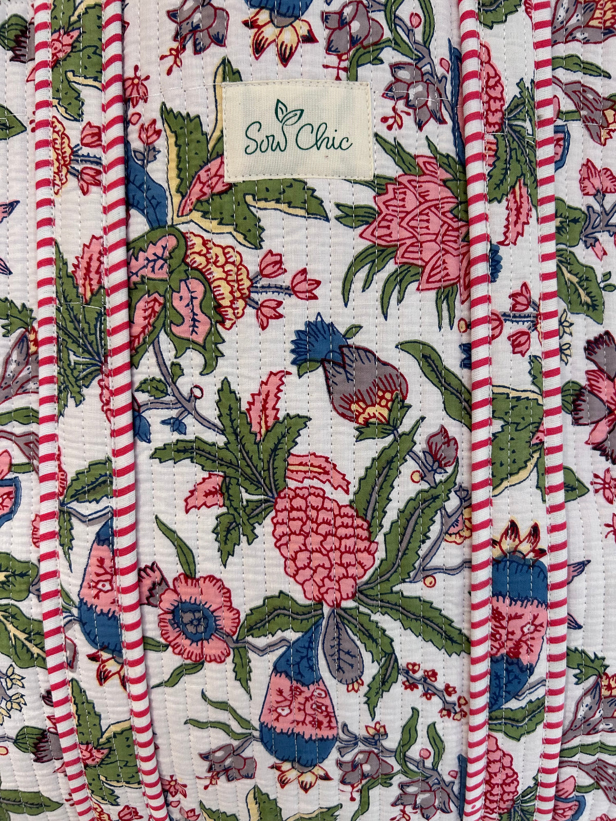 Indian Block Print Tote Bag - Medium - Zip – The Liphook Range – Handmade Cotton Boho Bag