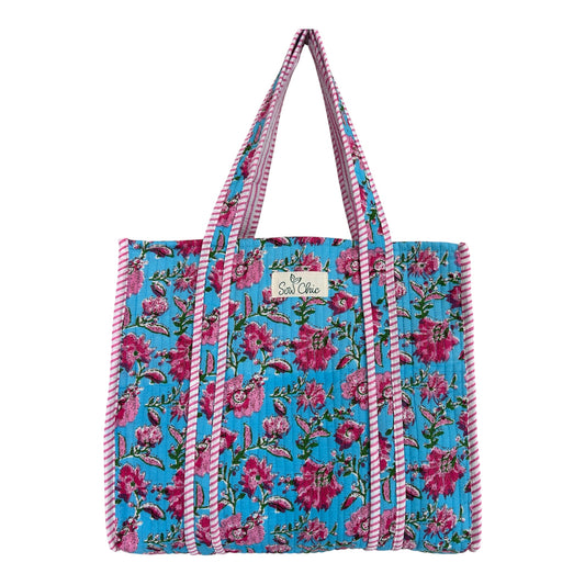 Indian Block Print Tote Bag – The Castle Combe– Handmade Cotton Boho Bag