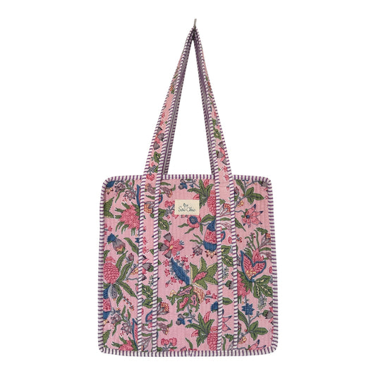 Indian Block Print Tote Bag - Medium - Zip – The Seaton – Handmade Cotton Boho Bag