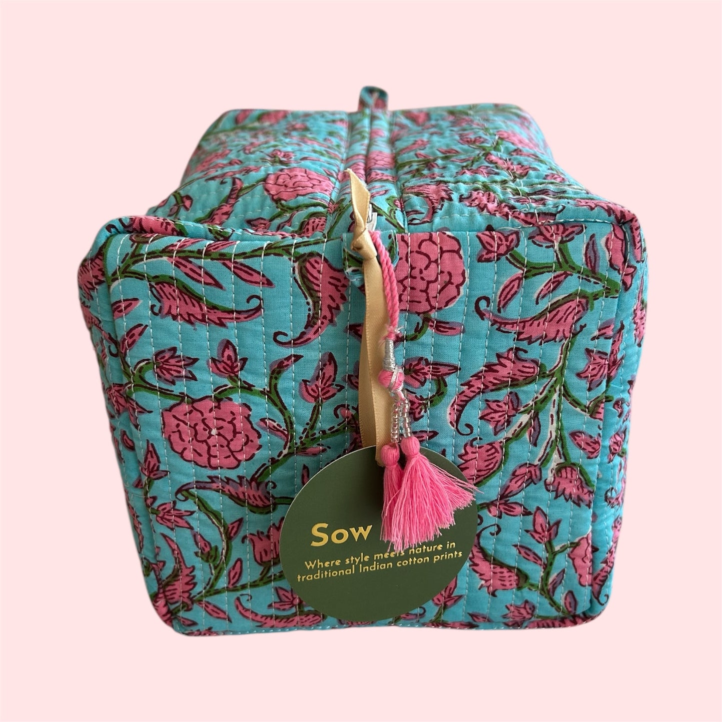 Handmade Indian Block Print Cotton Wash Bag – Travel Toiletry Pouch - The Lavant Range