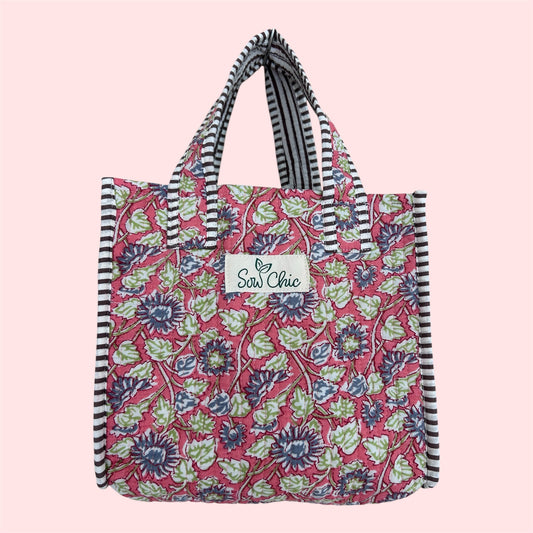 Indian Block Print Tote Bag – The Padstow Range – Handmade Cotton Boho Bag - Small